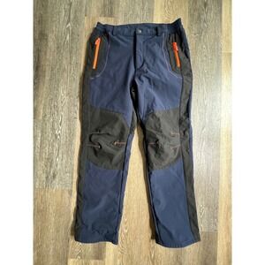 Outdoor Sports Hiking Pants Mens Large Blue Fleece Lined Softshell Reinforced